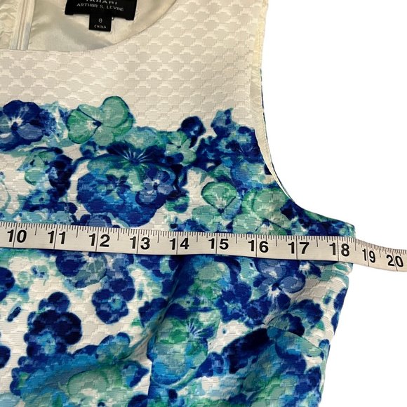 Tahari ASL Dress Pleat Skirt Sleeveless Navy White Floral Size 8 - Picture 6 of 7